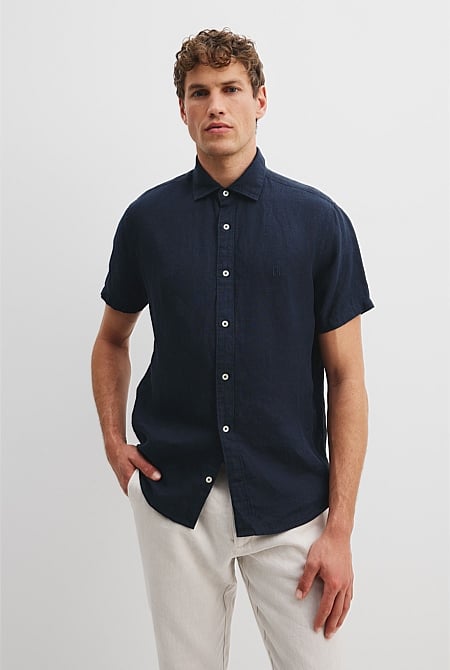 Regular Fit Organically Grown Linen Short Sleeve Shirt