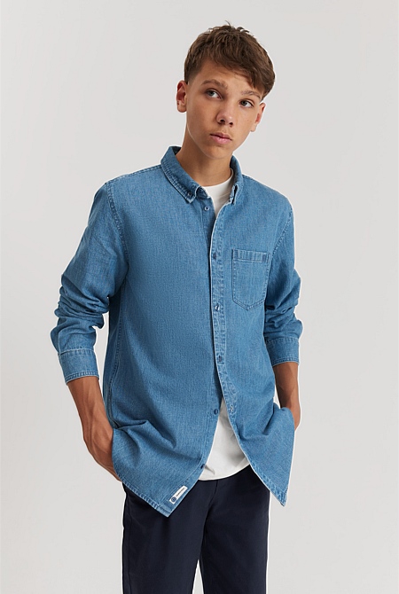 Teen Organically Grown Cotton Chambray Shirt