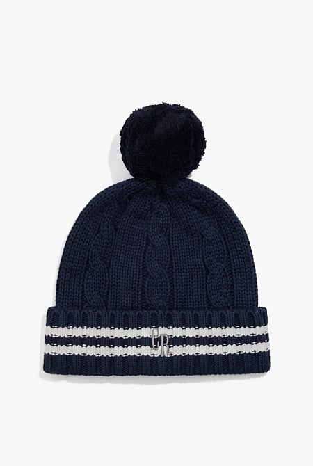 Organically Grown Cotton Blend Varsity Knit Beanie