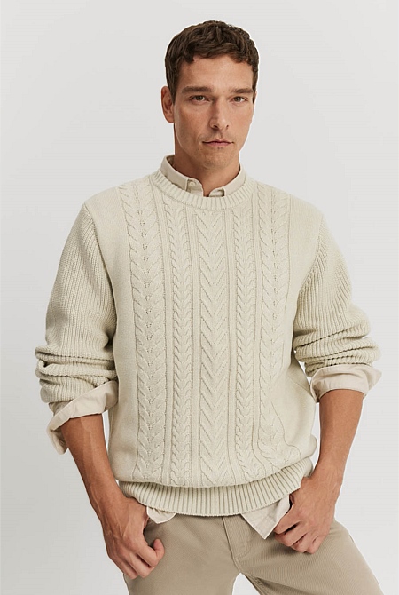 Australian Cotton Cable Crew Knit