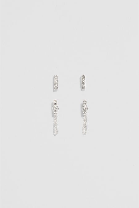 Crystal Bar Stud Earring Pack