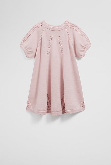 Organically Grown Cotton Pointelle Knit Dress