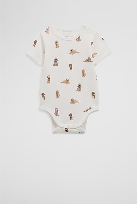 Organically Grown Cotton Puppy Print Bodysuit