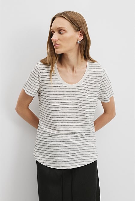 Stripe Linen Jersey T-Shirt