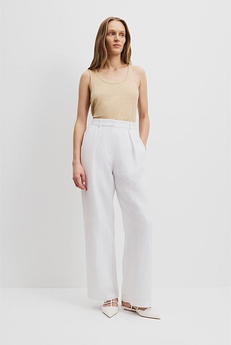 Organically Grown Linen Tuck Front Pant