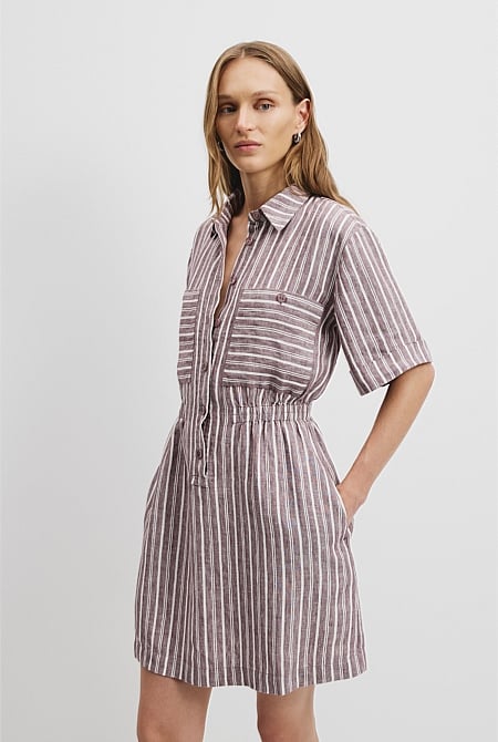 Organically Grown Linen Cinched Mini Dress