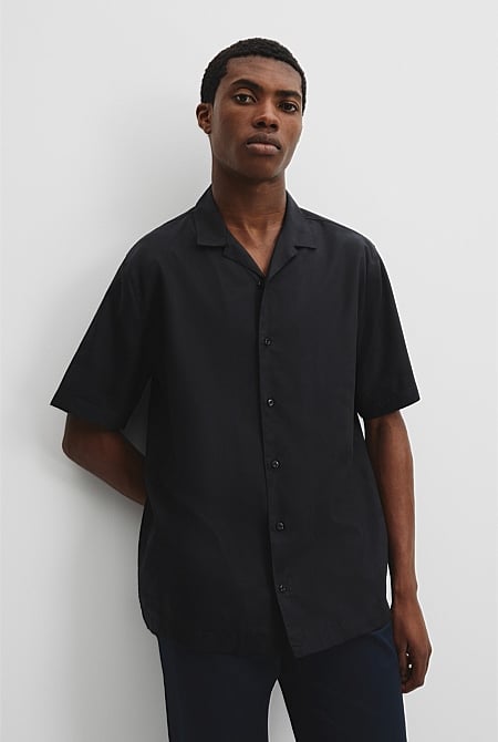 Short Sleeve Revere Jacquard Shirt