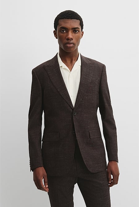 Slim Fit Wool Linen Stretch Blazer