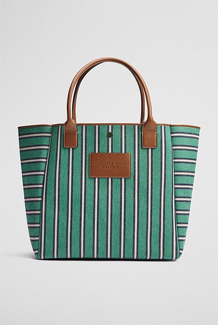 Verified Australian Cotton Stripe Canvas Tote