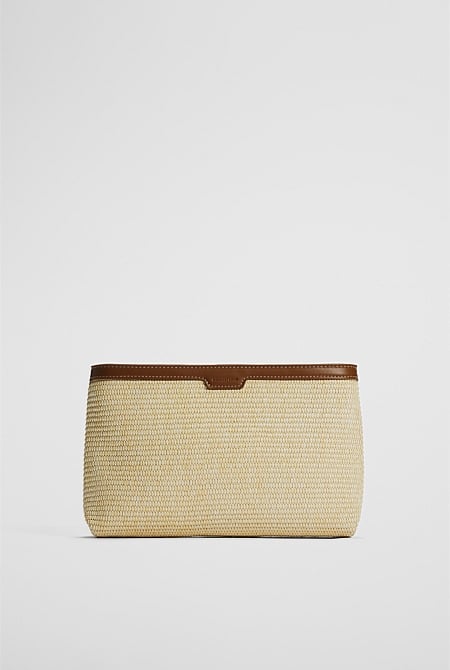 Branded Raffia Crossbody Bag