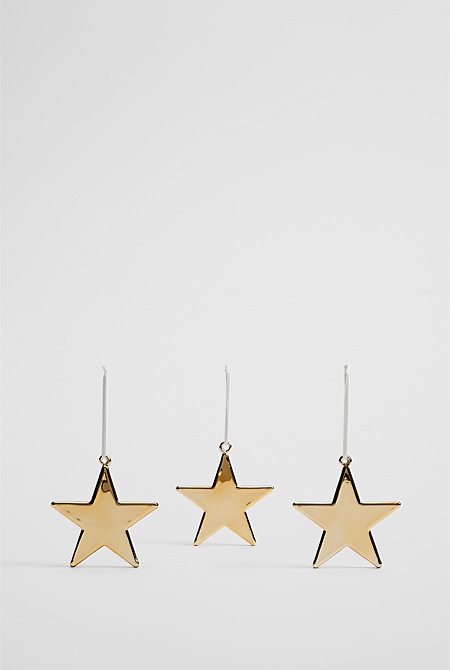 Metallic Star Glass Decoration Set of 3