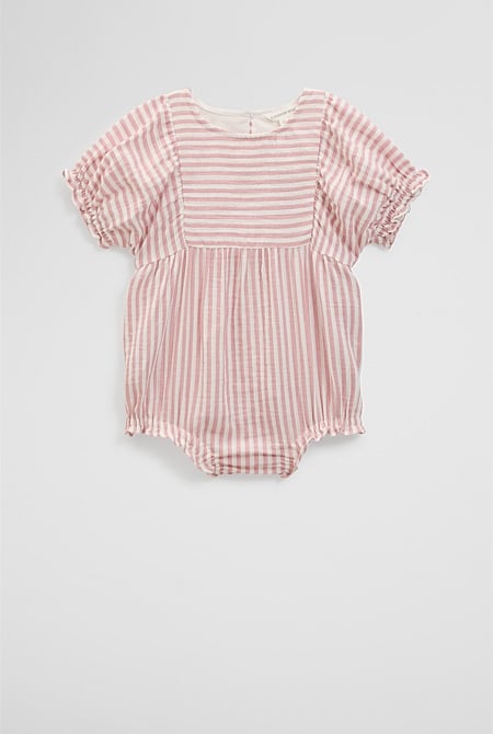 Organically Grown Cotton Short Sleeve Gathered Romper