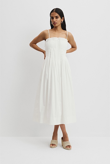 Tucked Poplin Dress