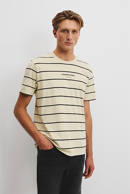 Australian Cotton Modern Logo Stripe T-Shirt