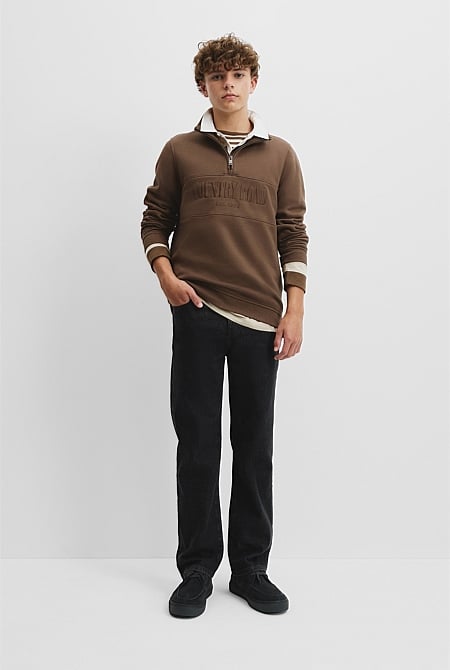 Teen Verified Australian Cotton Heritage Half Zip Sweat