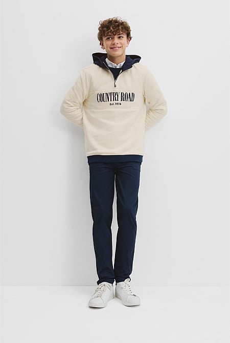 Teen Australian Cotton Hooded Half Zip Sweat