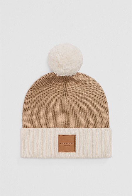 Organically Grown Cotton Blend Patch Logo Beanie