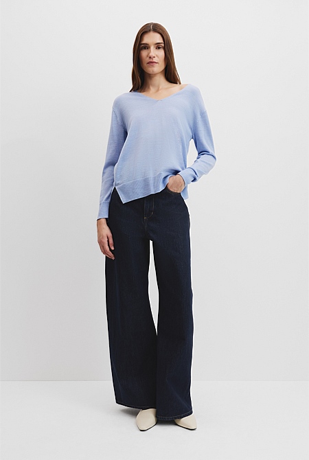 Merino Wool V-Neck Neck