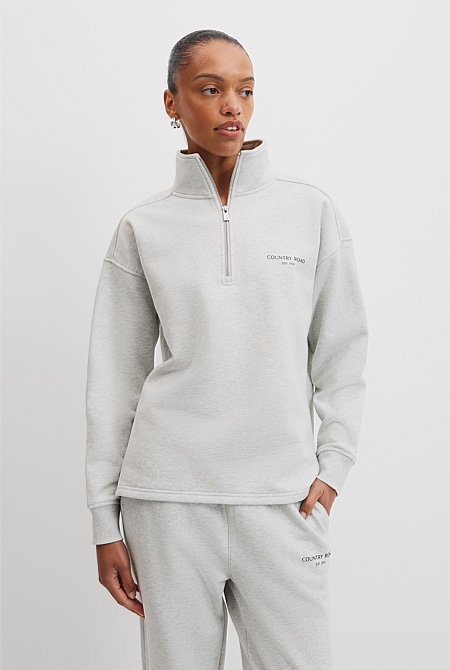 Australian Cotton Zip Collar Sweat