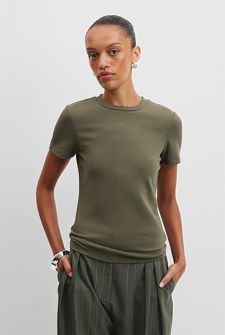 Australian Cotton Blend Fitted T-Shirt