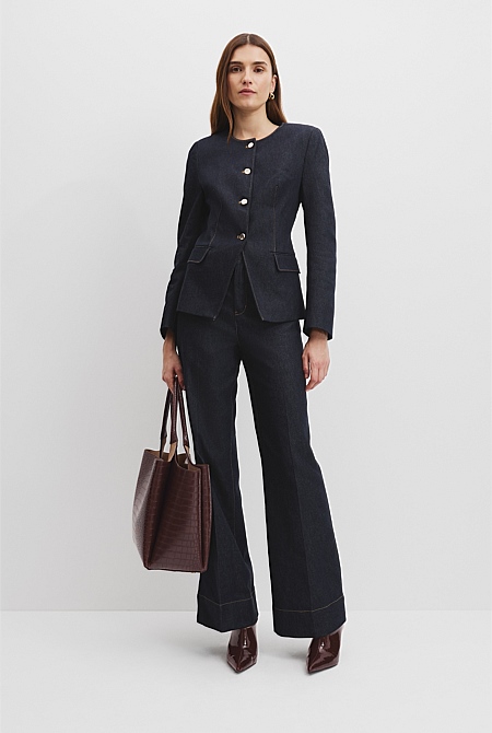 Contoured Denim Blazer