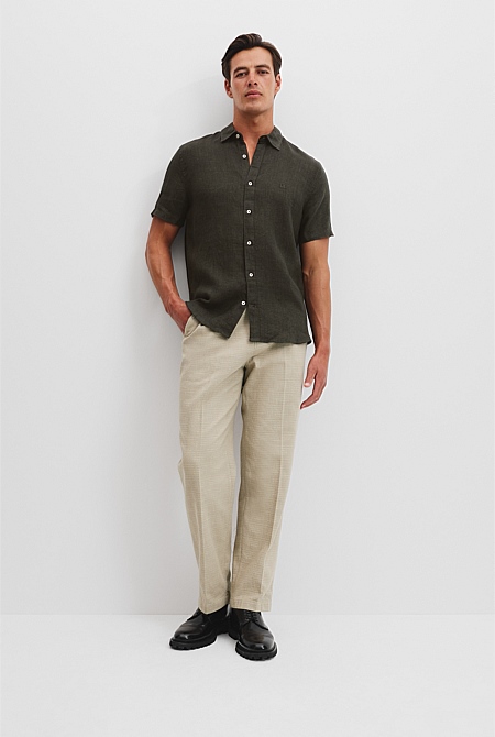 Regular Fit Organically Grown Linen Short Sleeve Shirt