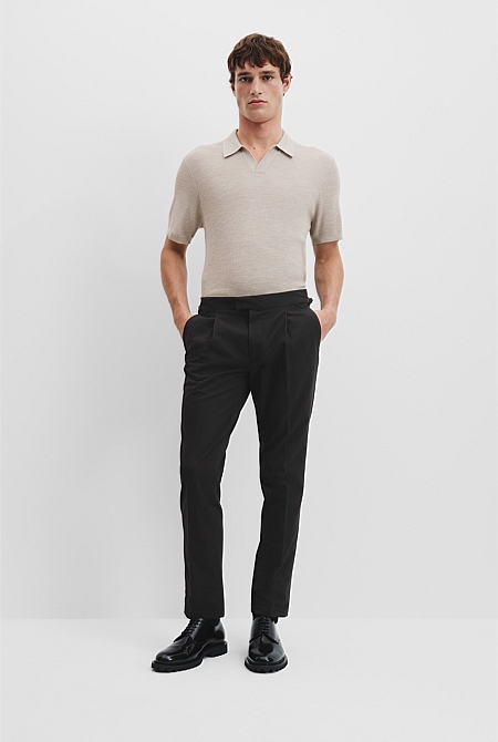 Cotton Pleat Buckle Pant