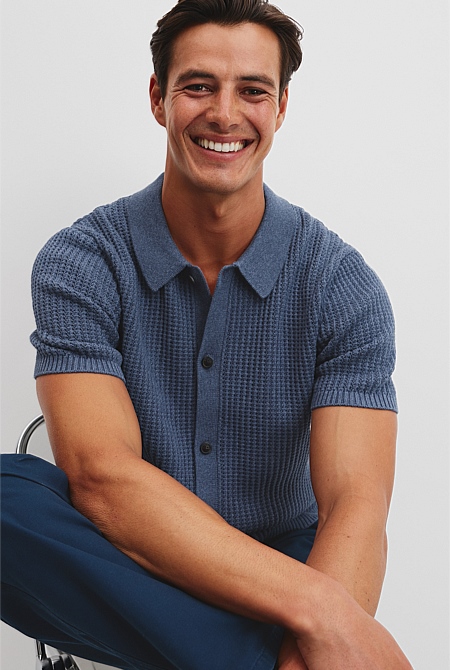 Australian Cotton Short Sleeve Rib Knit Shirt
