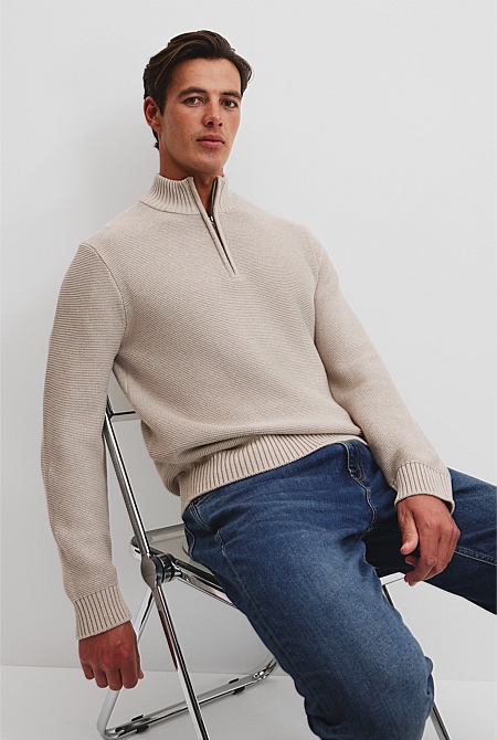 Australian Cotton Half Zip Knit