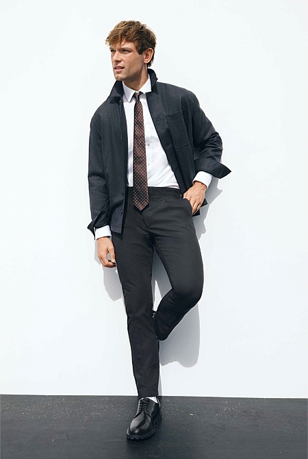 Wool Blend Houndstooth Oversized Jacket
