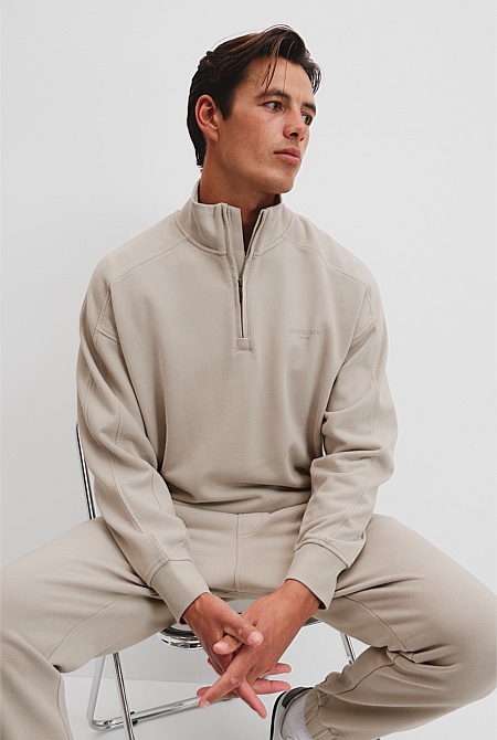 Australian Cotton Brushed Half Zip Sweat