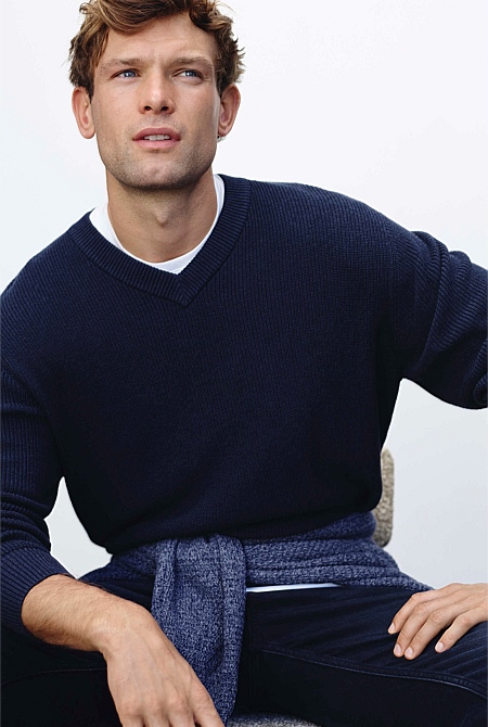 Australian Cotton V-Neck Knit
