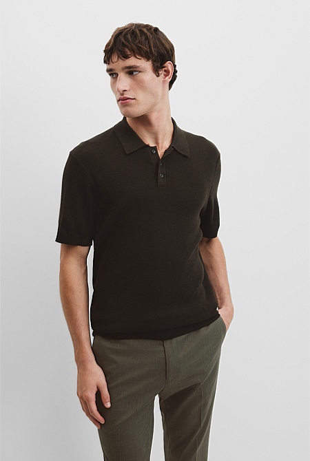 Verified Australian Merino Wool Rib Button Polo
