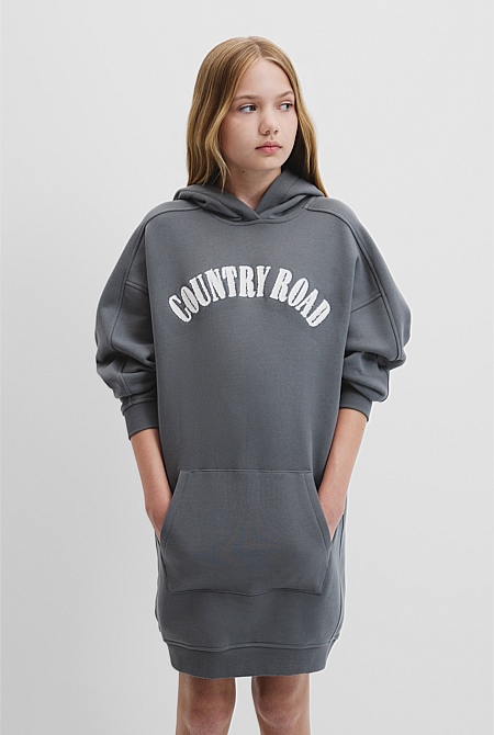 Teen Recycled Cotton Blend Logo Hooded Sweat Dress