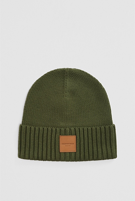 Organically Grown Cotton Blend Patch Logo Beanie