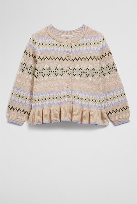 Organically Grown Cotton Fair Isle Knit Cardigan