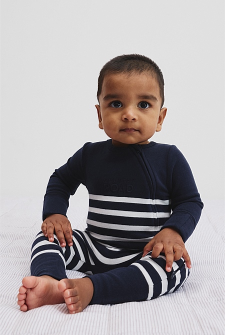 Organically Grown Cotton Logo Zip Jumpsuit