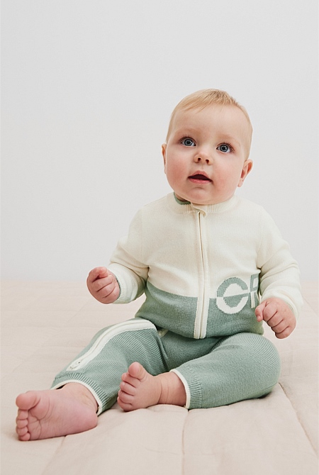 Organically Grown Cotton Logo Knit Jumpsuit