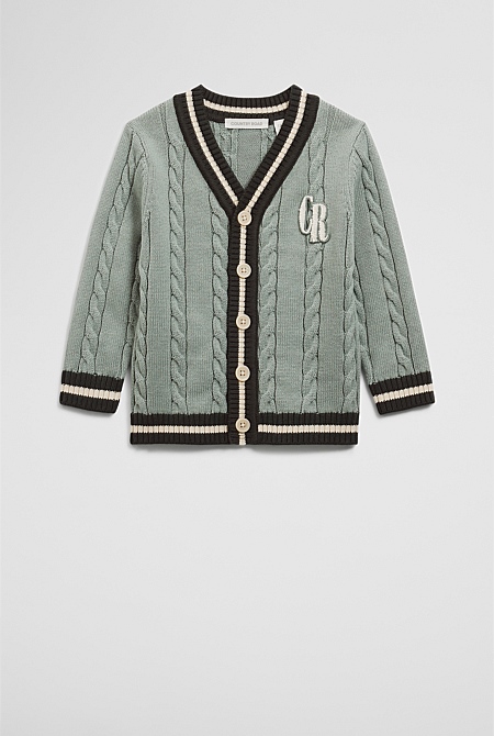 Organically Grown Cotton Varsity Cardigan