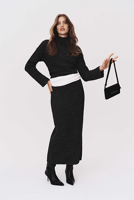 Melange Knit Mock Knit