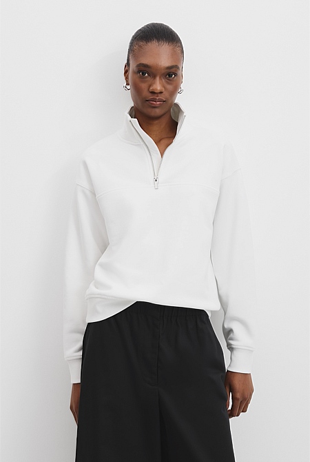 Australian Cotton Logo Neck Zip Sweat