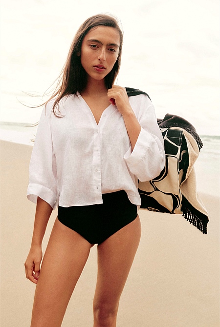Organically Grown Linen 3/4 Sleeve Linen Shirt