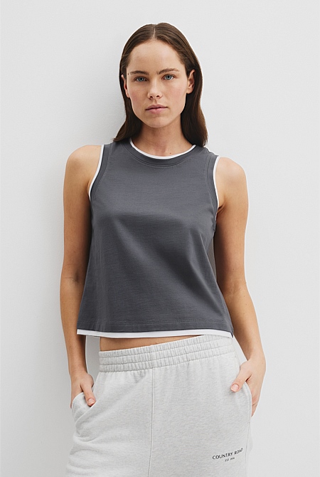 Australian Cotton Contrast Detail Tank