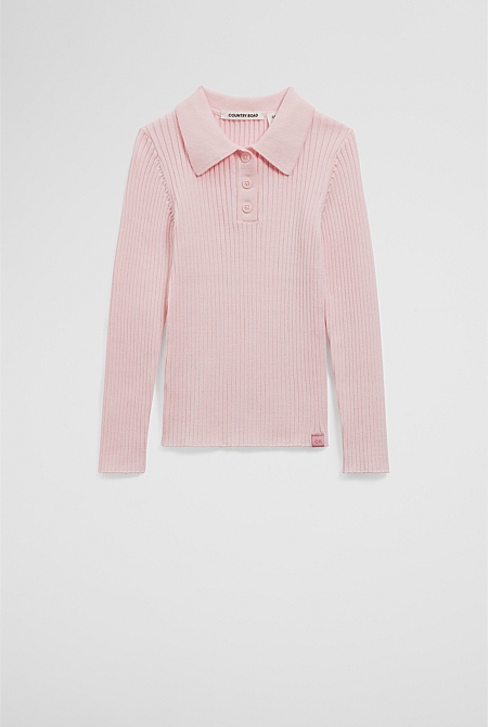 Organically Grown Cotton Long Sleeve Knit Polo