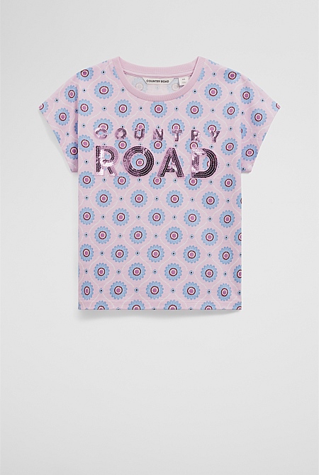 Organically Grown Cotton Sequin Logo T-Shirt