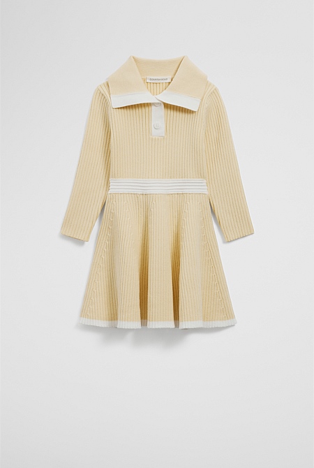Organically Grown Cotton Collared Knit Dress