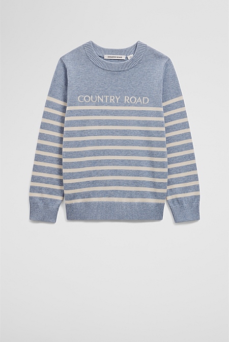 Organically Grown Cotton Stripe Logo Knit