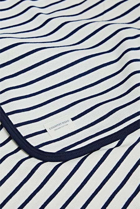 Organically Grown Cotton Stripe Rib Blanket