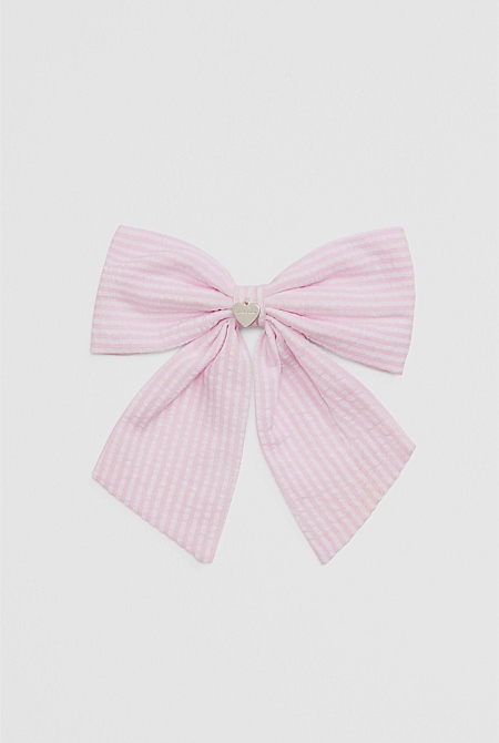Large Stripe Bow Clip