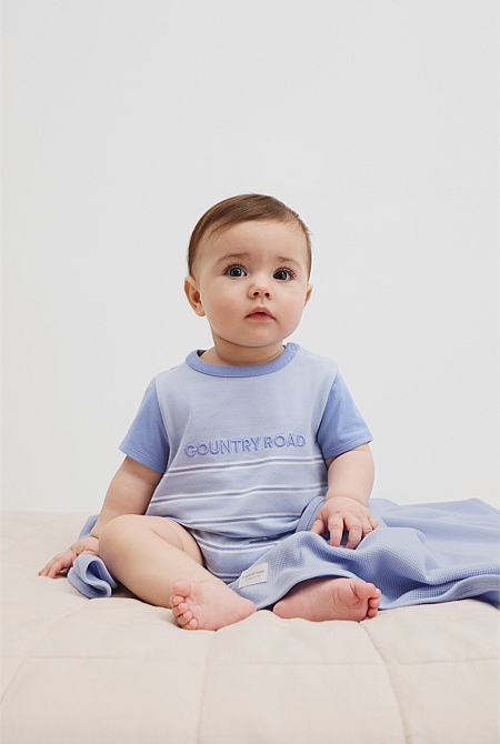 Organically Grown Cotton Stripe Logo T-Shirt Bodysuit